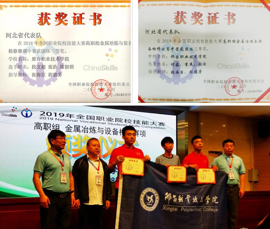 图 4 2018-2019 年荣获全国职业院校技能大赛“金属冶炼与设备检修赛项”国赛奖项.jpg